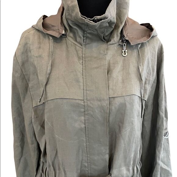 New with tags green PULI Ramie drawstring waist Safari style jacket , size XL - Picture 2 of 9